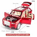 1:24 Scale Exclusive Alloy Metal Pull Back Die-cast Car Scale Model with Sound Light Mini Auto Toy for Kids Metal Model Toy Car with Sound and Light [New Version] (Rolls Royce CULLINAN- RED)