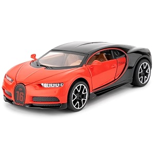 132 scale exclusive alloy metal pull back die-cast car scale model with sound light mini auto toy for kids metal model toy car with sound and light new version bugatti chiron - red