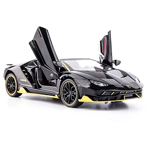 132 scale exclusive alloy metal pull back die-cast car scale model with sound light mini auto toy for kids metal model toy car with sound and light new version lamborgini black