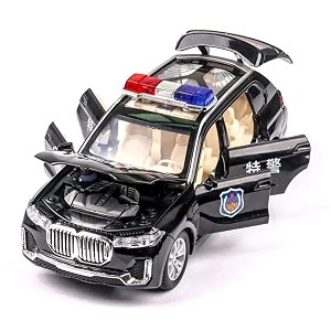 132 scale exclusive alloy metal pull back die-cast car scale model with sound light mini auto toy for kids metal model toy car with sound and light new version x7 police - multicolor