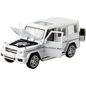 132 scale exclusive alloy metal pull back die-cast car scale model with sound light mini auto toy for kids metal model toy car with sound and light new version amg g65 white