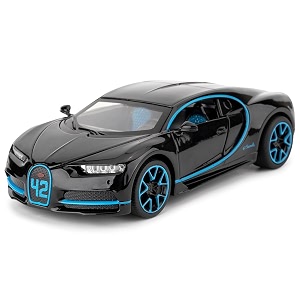 132 scale exclusive alloy metal pull back die-cast car scale model with sound light mini auto toy for kids metal model toy car with sound and light new version bugatti chiron - black
