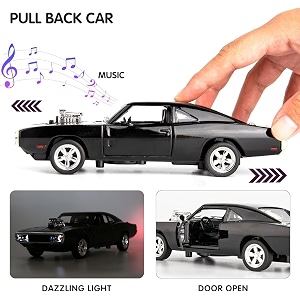 132 scale exclusive alloy metal pull back die-cast car scale model with sound light mini auto toy for kids metal model toy car with sound and light new version fast amp furious -multicolor