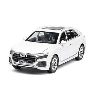 132 scale exclusive alloy metal pull back die-cast car scale model with sound light mini auto toy for kids metal model toy car with sound and light new version audi q8 - white