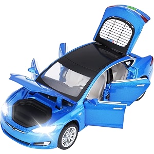 132 scale exclusive alloy metal pull back die-cast car scale model with sound light mini auto toy for kids metal model toy car with sound and light new version tesla -x90 - multicolor