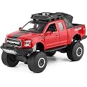 1:32 Scale Exclusive Alloy Metal Pull Back Die-cast Car Scale Model with Sound Light Mini Auto Toy for Kids Metal Model Toy Car with Sound and Light [New Version] (Ford Raptor F150 -Multi)