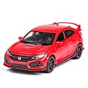 1:32 Scale Exclusive Alloy Metal Pull Back Die-cast Car Scale Model with Sound Light Mini Auto Toy for Kids Metal Model Toy Car with Sound and Light [New Version] (Civic Type R - Multicolor)