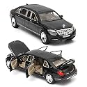 Exclusive Alloy Metal Pull Back Die-cast Car Scale Model with Sound Light Mini Auto Toy for Kids Metal Model Toy Car with Sound and Light [New Version] (Maybach S 600 Limousine - Multi)