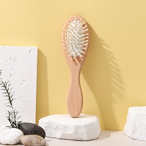 tony stark baby wooden hair brush with wooden bristles  toddler paddle detangling brush for kids  suitable for wet amp dry hair