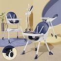TONY STARK 5 in 1 LATEST 2024 Model, Reclining foldable Baby High Chair with wheels , Dual Dining Detachable Food Tray, Height Adjustable Feeding Seat, Five Point Safety Belt, Upgraded Version PU Cushion Pad, Easy to Clean fo