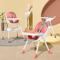 TONY STARK 5 in 1 LATEST 2024 Model, Reclining Baby High Chair foldable, Dual Dining Detachable Food Tray, Height Adjustable Feeding Seat, Five Point Safety Belt, Upgraded Version with Wheels and PU Cushion Pad, Easy to Clean