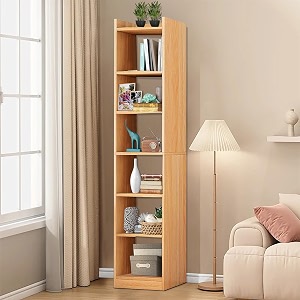 tony stark 6 layer engineered wood book shelf multipurpose home decor storage rack showcase organizer for living room kitchen bedroom office oak brown  180 x 33 x 24cm diy do it yourself