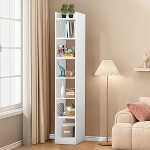 tony stark 6 layer engineered wood book shelf multipurpose home decor storage rack showcase organizer for living room kitchen bedroom office white  180 x 33 x 24cm diy do it yourself