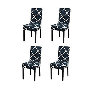 tony stark polyester spandex printed chair cover pack of 4 stretch removable washable short dining chair cover protector seat slipcover blue diamond  pack of 4