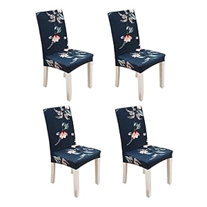 tony stark polyester spandex printed chair cover pack of 4 stretch removable washable short dining chair cover protector seat slipcover blue lotus pack of 4