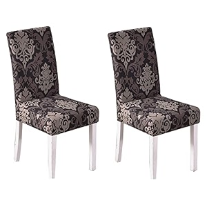 tony stark polyester spandex printed chair cover pack of 2 stretch removable washable short dining chair cover protector seat slipcover black brown motif pack of 2