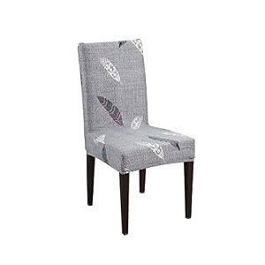 tony stark polyester spandex printed chair cover pack of 1 stretch removable washable short dining chair cover protector seat slipcover lite grey fern pack of 1
