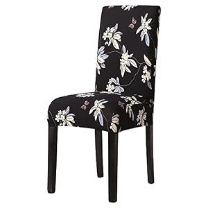 tony stark polyester spandex printed chair cover pack of 1 stretch removable washable short dining chair cover protector seat slipcover black floral pack of 1