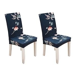 tony stark polyester spandex printed chair cover pack of 2 stretch removable washable short dining chair cover protector seat slipcover blue lotus pack of 2