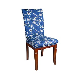 tony stark polyester spandex printed chair cover pack of 1 stretch removable washable short dining chair cover protector seat slipcover blue floral pack of 1