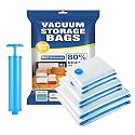 TONY STARK Space Saver Pack of 6 Variety (3 x JUMBO &amp; 3 x LARGE) Reusable Vacuum Storage Ziplock Compression Sealer Bags for Travel clothes and home Blankets, Quilts with hand Pump 3 Jumbo (70*100 cm) &amp; 3 Large (60*80