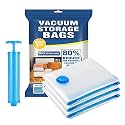 TONY STARK Space Saver Pack of 6 Variety (3 x JUMBO &amp; 3 x LARGE) Reusable Vacuum Storage Ziplock Compression Sealer Bags for Travel clothes and home Blankets, Quilts with hand Pump 3 Jumbo (70*100 cm) &amp; 3 Large (60*80