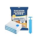 TONY STARK Space Saver Pack of 6 Variety (3 x JUMBO &amp; 3 x LARGE) Reusable Vacuum Storage Ziplock Compression Sealer Bags for Travel clothes and home Blankets, Quilts with hand Pump 3 Jumbo (70*100 cm) &amp; 3 Large (60*80