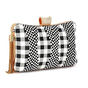 tooba girl39s tassle clutch black n white chess 3x