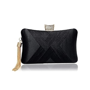 tooba women39s beautiful flower box clutch bag  detachable chain sling strap ladies purse wallet black