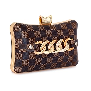 tooba women39s beautiful flower box clutch bag  detachable chain sling strap ladies purse wallet brown