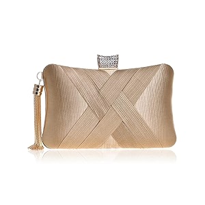 tooba handicraft women beautiful flower box clutch bag  detachable chain sling strap purse wallet gold