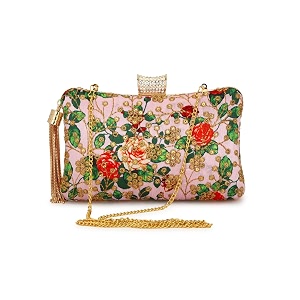 tooba women39s beautiful flower box clutch bag  detachable chain sling strap ladies purse wallet