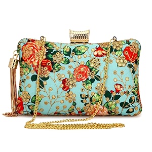 tooba handicraft beautiful flower round clutch bag purse for casual wedding bag for women girls