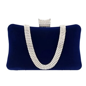 tooba women39s beautiful flower box clutch bag  detachable chain sling strap ladies purse wallet blue