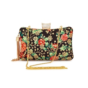 tooba women39s beautiful flower box clutch bag  detachable chain sling strap ladies purse wallet
