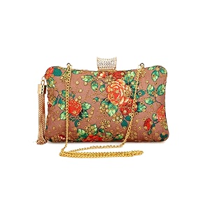 tooba women39s beautiful flower box clutch bag  detachable chain sling strap ladies purse wallet gold