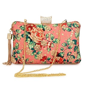 tooba women39s beautiful flower box clutch bag  detachable chain sling strap ladies purse wallet