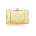 TOOBA Women Beautiful Flower Box Clutch Bag | Detachable Chain Sling Strap| Ladies Purse Wallet, Beige