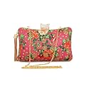 TOOBA Women's Beautiful Flower Box Clutch Bag | Detachable Chain Sling Strap| Ladies Purse Wallet, Gold