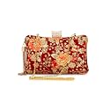 TOOBA Women's Beautiful Flower Box Clutch Bag | Detachable Chain Sling Strap| Ladies Purse Wallet, Maroon