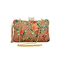 TOOBA Women's Beautiful Flower Box Clutch Bag | Detachable Chain Sling Strap| Ladies Purse Wallet, Gold