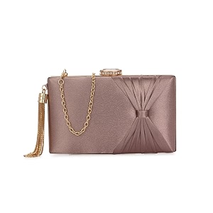 tooba handicraft satin clutch for women  elegant rectangular evening purse with pleated design crystal clasp