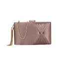 TOOBA Handicraft Satin Clutch for Women | Elegant Rectangular Evening Purse with Pleated Design, Crystal Clasp