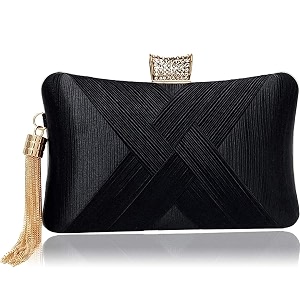 tooba women39s beautiful flower box clutch bag  detachable chain sling strap ladies purse wallet black