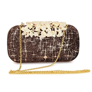 tooba women clutch golden brown