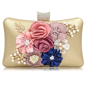 tooba handicraft womens evening clutch purse  elegant handbag with 3d floral design pearls amp crystal clasp  wedding cocktail party amp bridal gift bag for women amp girls