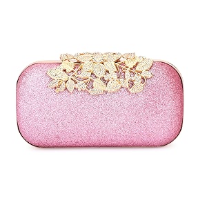 tooba handicraft beautiful diamond crystal flower box clutch bag purse for bridal casual wedding sparkling pink