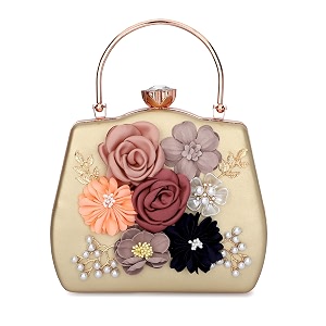tooba women39s beautiful flower box clutch bag  detachable chain sling strap ladies purse walletgold