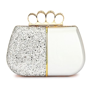 tooba handicraft designer bling box clutch with 4-ring knuckle handle amp tassel  bridal party wedding amp evening purse for women and girls