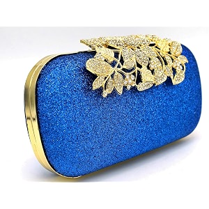 tooba handicraft beautiful diamond crystal flower box clutch bag purse for bridal casual wedding sparkling blue